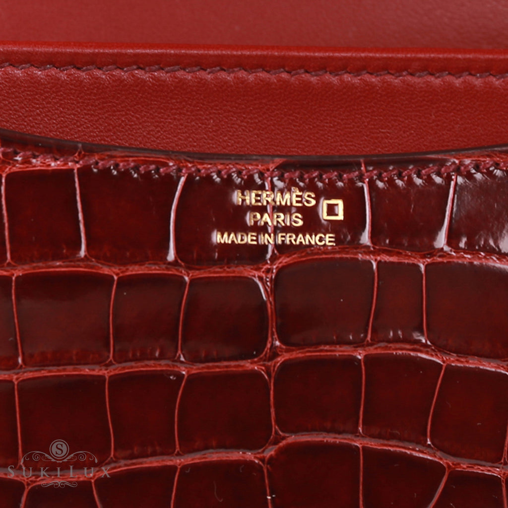 Hermès Constance III Mini 18cm Bordeaux Kawaii Collection Alligator Lizard Rouge H Gold Hardware