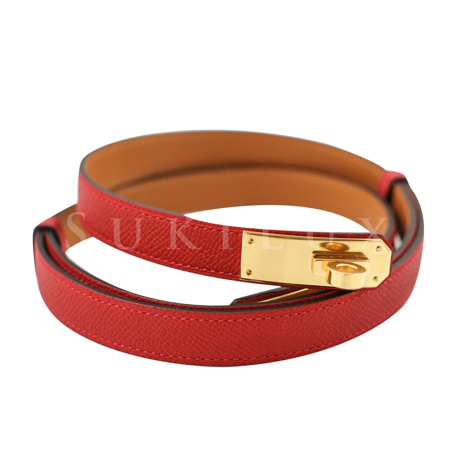 Hermès Kelly Women's Belt Red Epsom Leather Gold Hardware