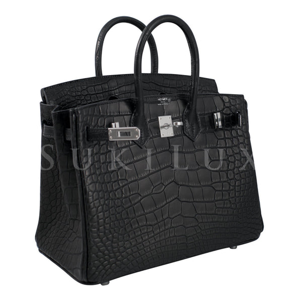 Hermes 25cm Matte Gris Elephant Alligator Birkin Bag with Palladium, Lot  #56086