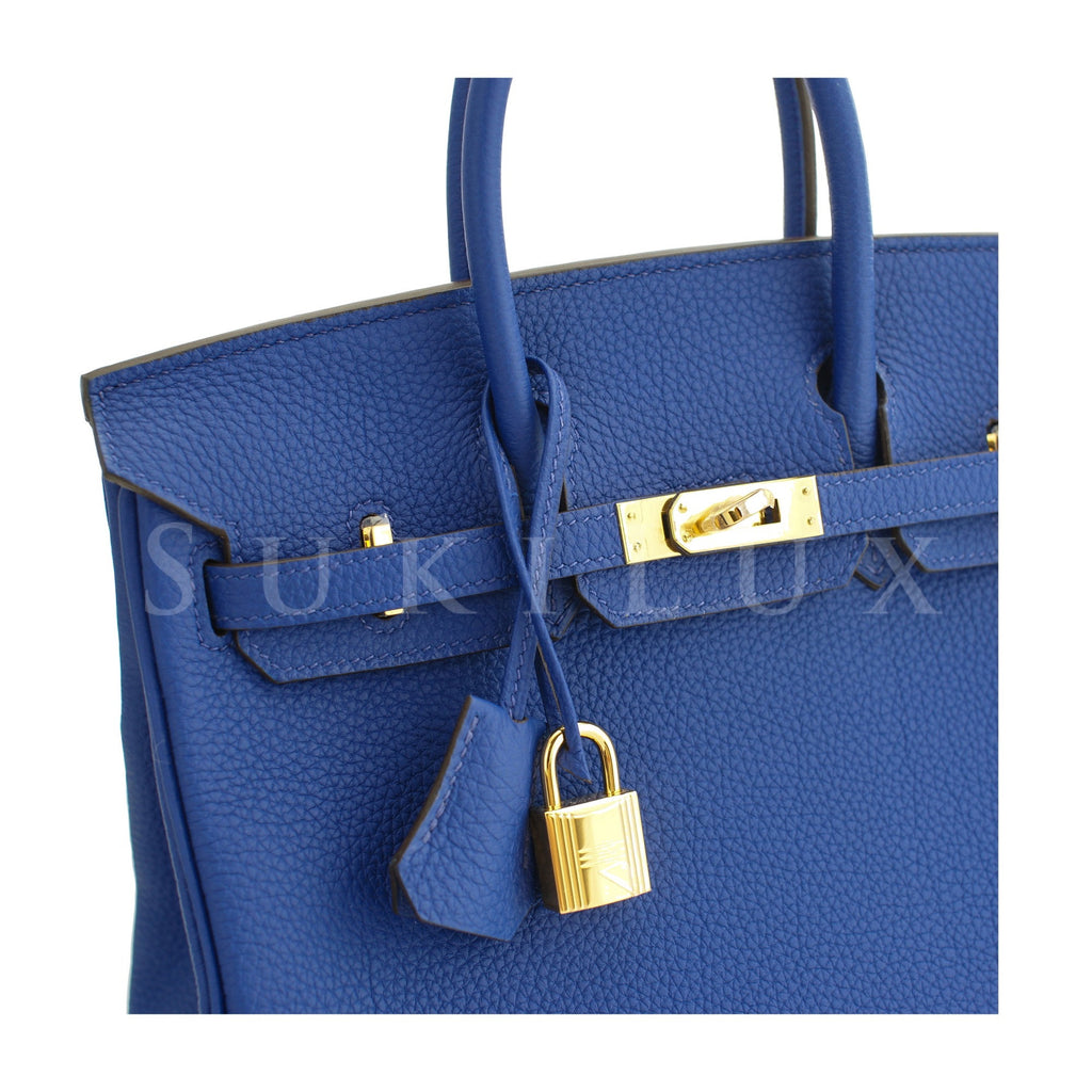 Hermès Birkin 25cm Veau Togo 7T Bleu Electronic Gold Hardware