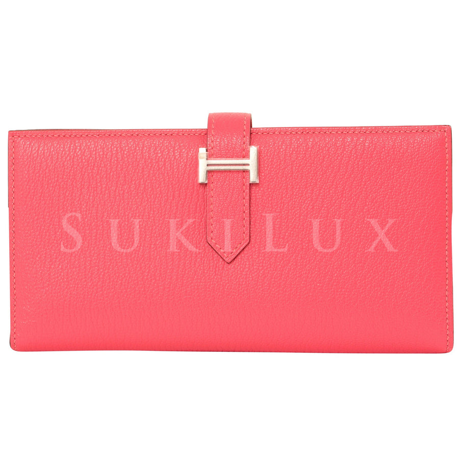 Hermès Bearn Wallet Lipstick Pink U5 Chèvre Goatskin Palladium Hardware