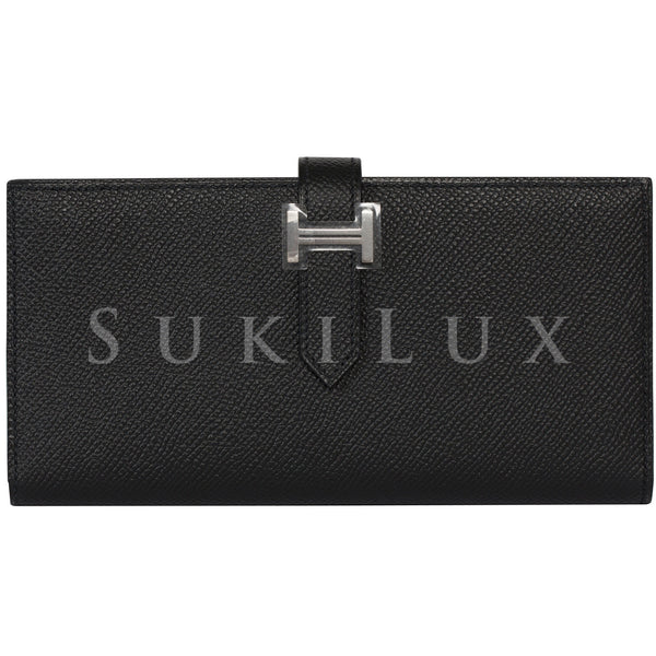 Hermès Bearn Wallet Noir Black 89 Epsom Palladium Hardware – SukiLux
