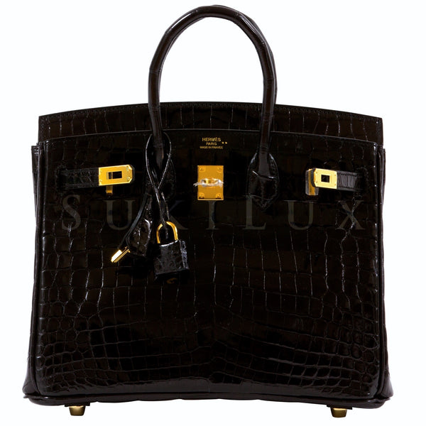 🗝️ Hermès 25cm Birkin Black Shiny Porosus Crocodile Gold Hardware  #priveporter #hermes #birkin #birkin25 #birkincroco #hermesblack
