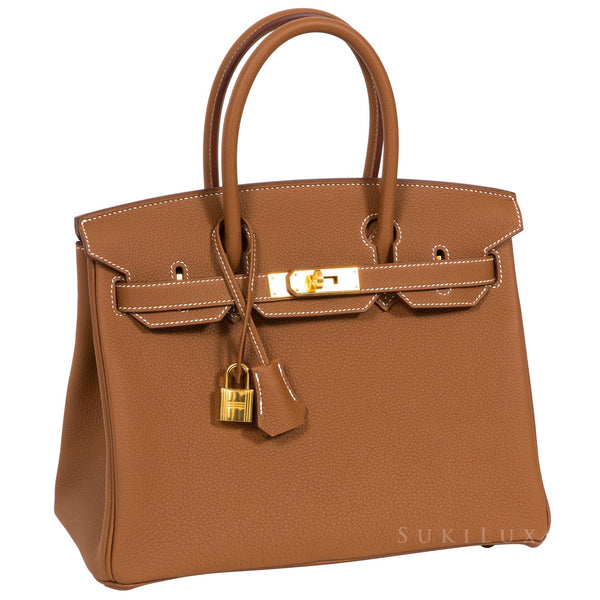 Hermes Birkin 30 3 in 1 Bag in Biscuit Togo, Swift, and Canvas with Gold Hardware
