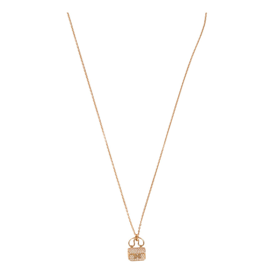Hermès Constance Rose Gold Pendant Necklace with Diamonds