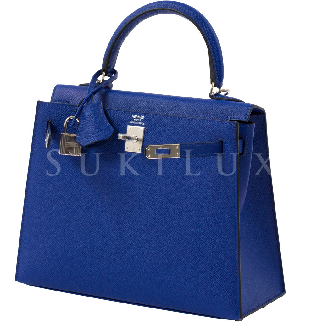 Hermès Kelly 25cm Sellier Veau Epsom Bleu Electric 7T Palladium Hardware