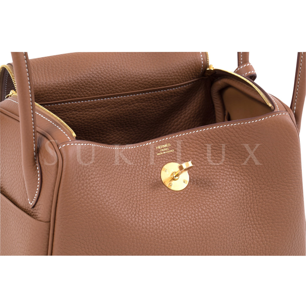 Hermès Lindy 26cm Gold 37 Clemence Leather Gold Hardware