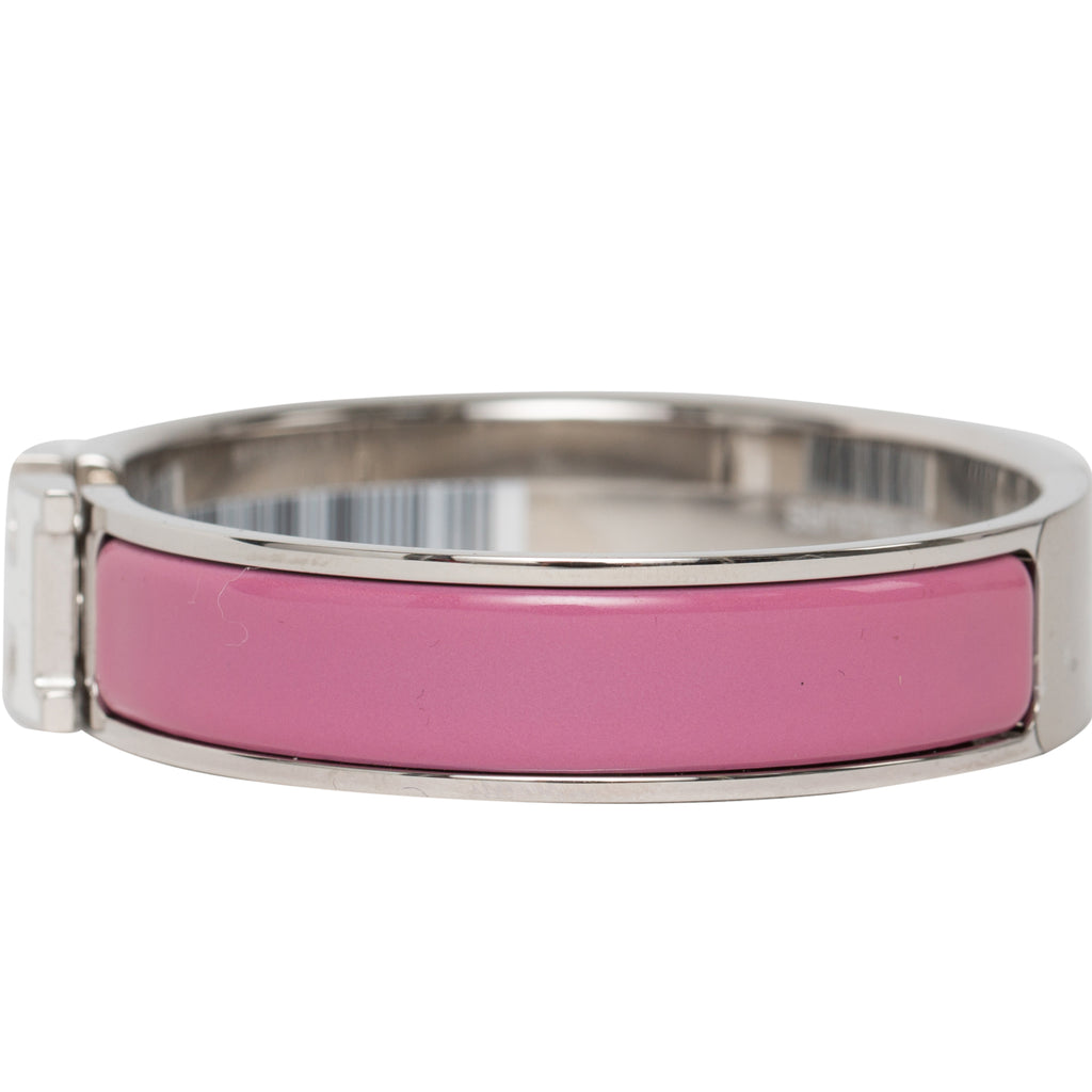 Hermès Clic Clac H Narrow Enamel Bracelet Velvety Pink Palladium Hardware