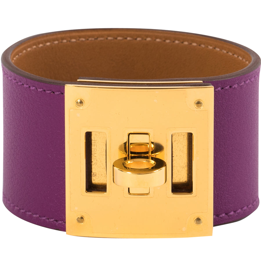 Hermès Kelly Dog Bracelet Anemone P9 Swift Leather Gold Hardware
