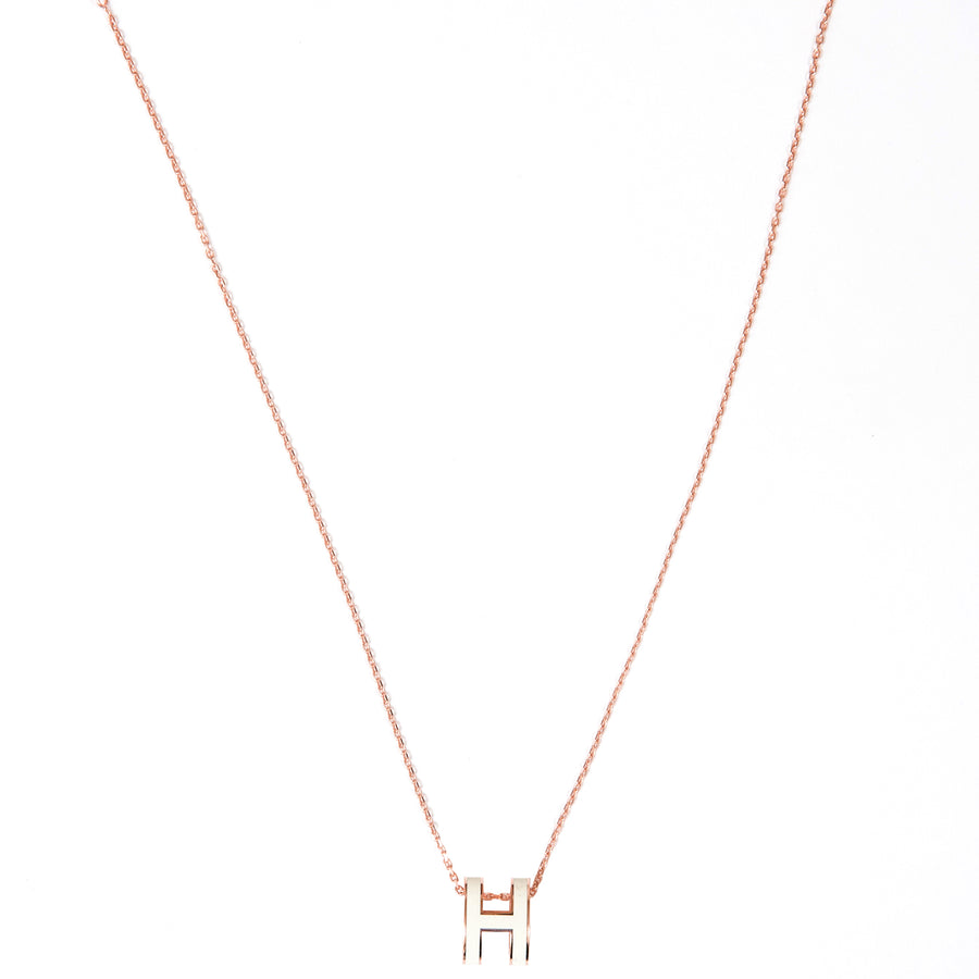 HERMÈS POP H NECKLACE White RoseGOLD PLATED WITH SOFT CHAIN