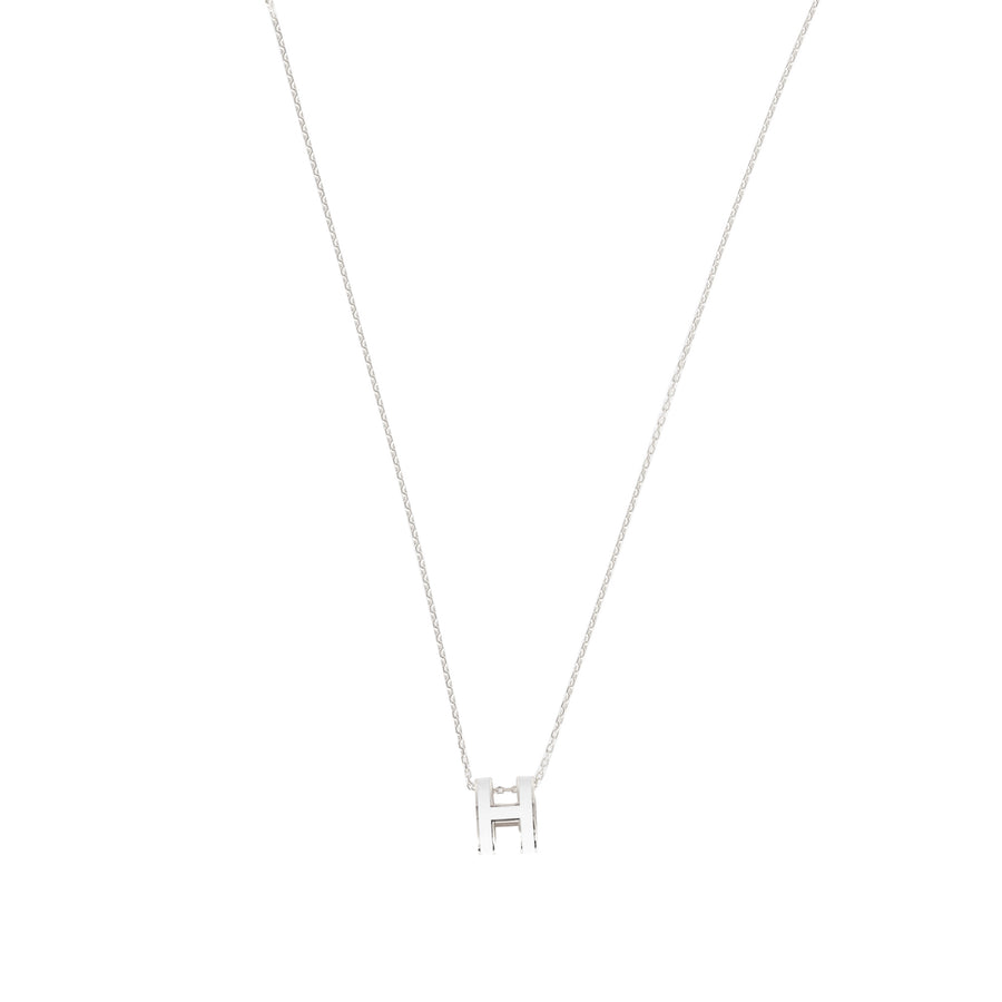 Hermès Pop H Necklace White Palladium Plated with Soft Chain