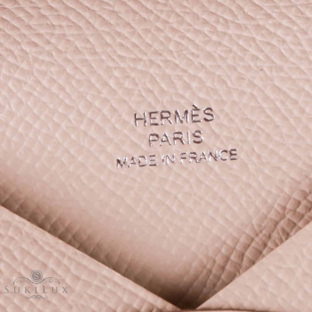Hermès Calvi Card Case Wallet Craie 10 veau epsom