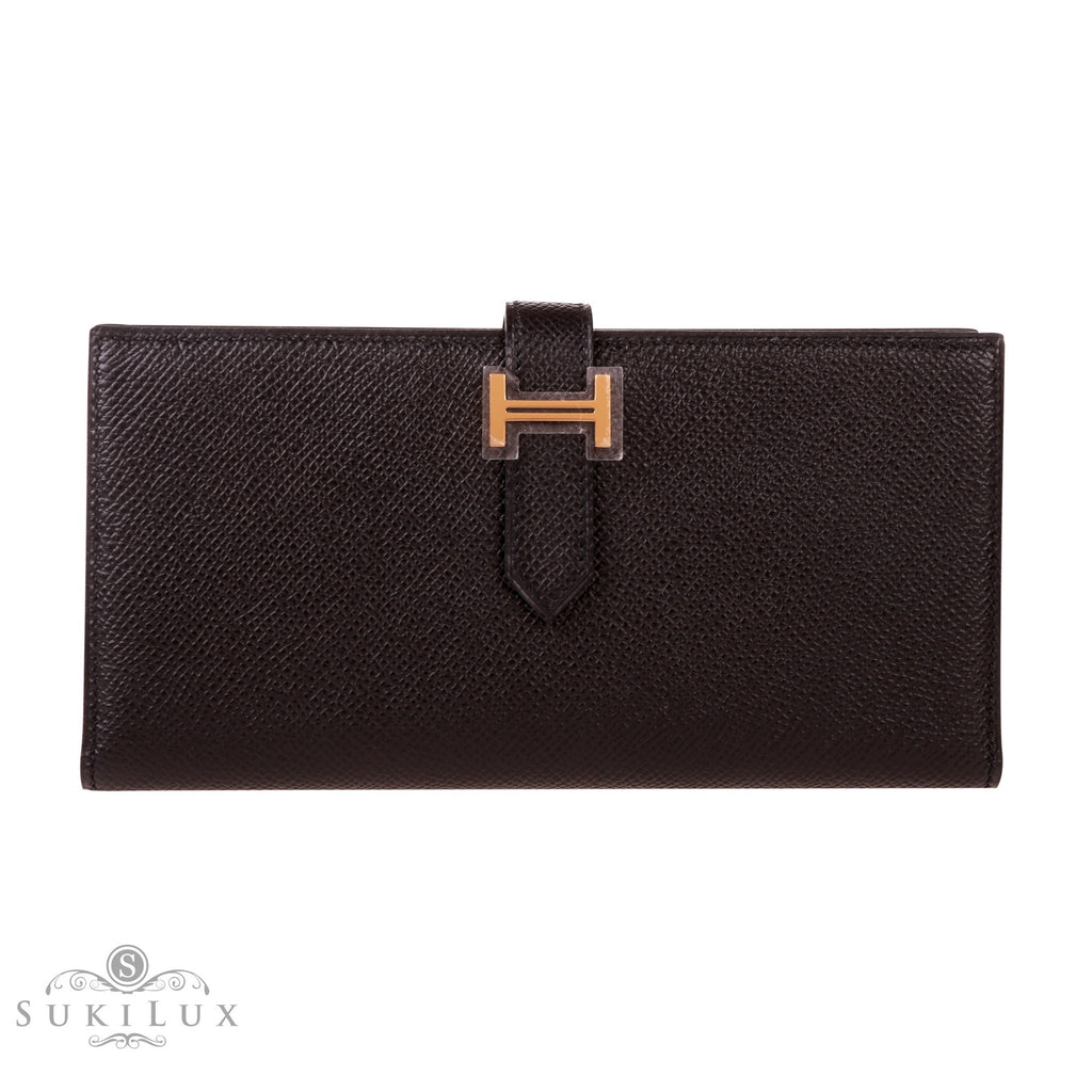 Hermès Bearn Wallet Noir Black 89 Epsom Gold Hardware – SukiLux