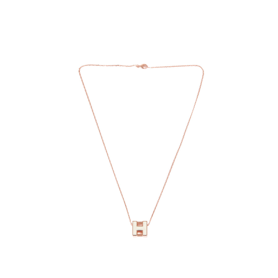 Hermès Cage D H Pendant Necklace White ROSE GOLD PLATED WITH SOFT CHAIN