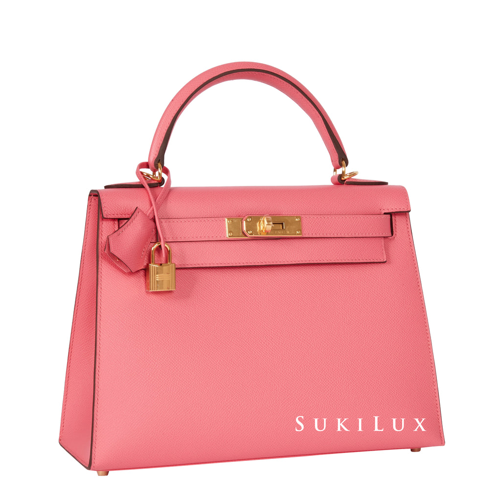 Hermes Kelly 28 Sellier Rose Tyrien Pink Epsom Leather Palladium Shoulder  Bag