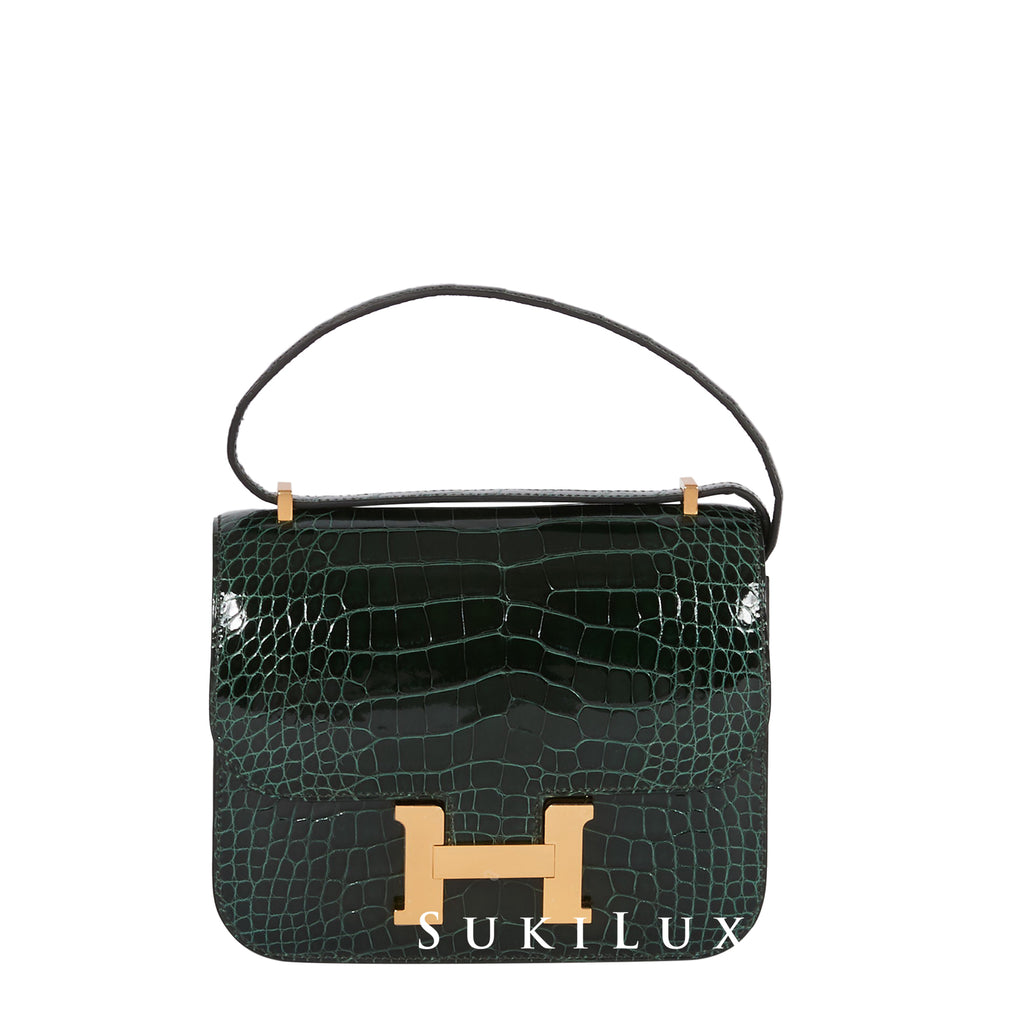 Constance alligator handbag Hermès Green in Alligator - 29391053