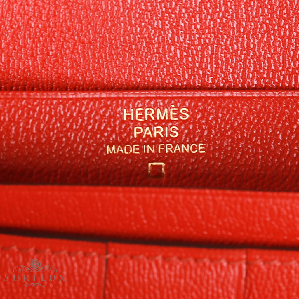Hermès Bearn Wallet Sanguine 9M Alligator Gold Hardware