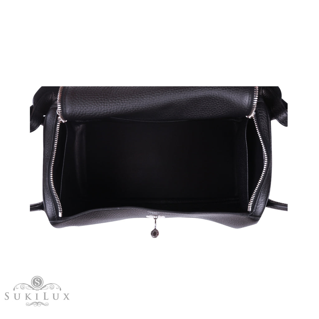 Hermès Lindy 30cm Clemence Noir Black 89 Palladium Hardware