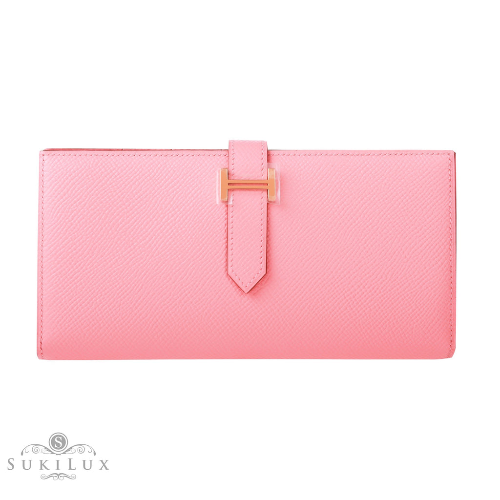 Hermès Bearn Wallet Rose Confetti Pink 1Q Epsom Gold Hardware