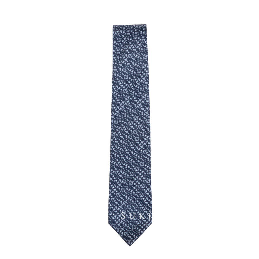 Hermès Cravate Silk Tie Zigzag Marine