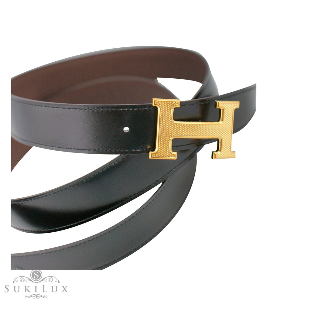 Hermès 32mm Reversible Constance H Belt Guillochee Gold Buckle