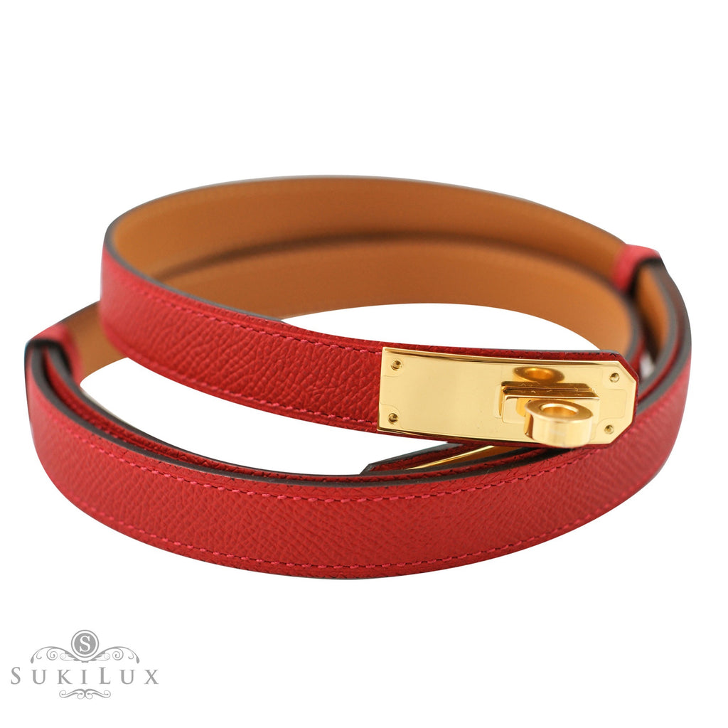 Hermès Kelly Women's Belt Red Epsom Leather Gold Hardware – SukiLux