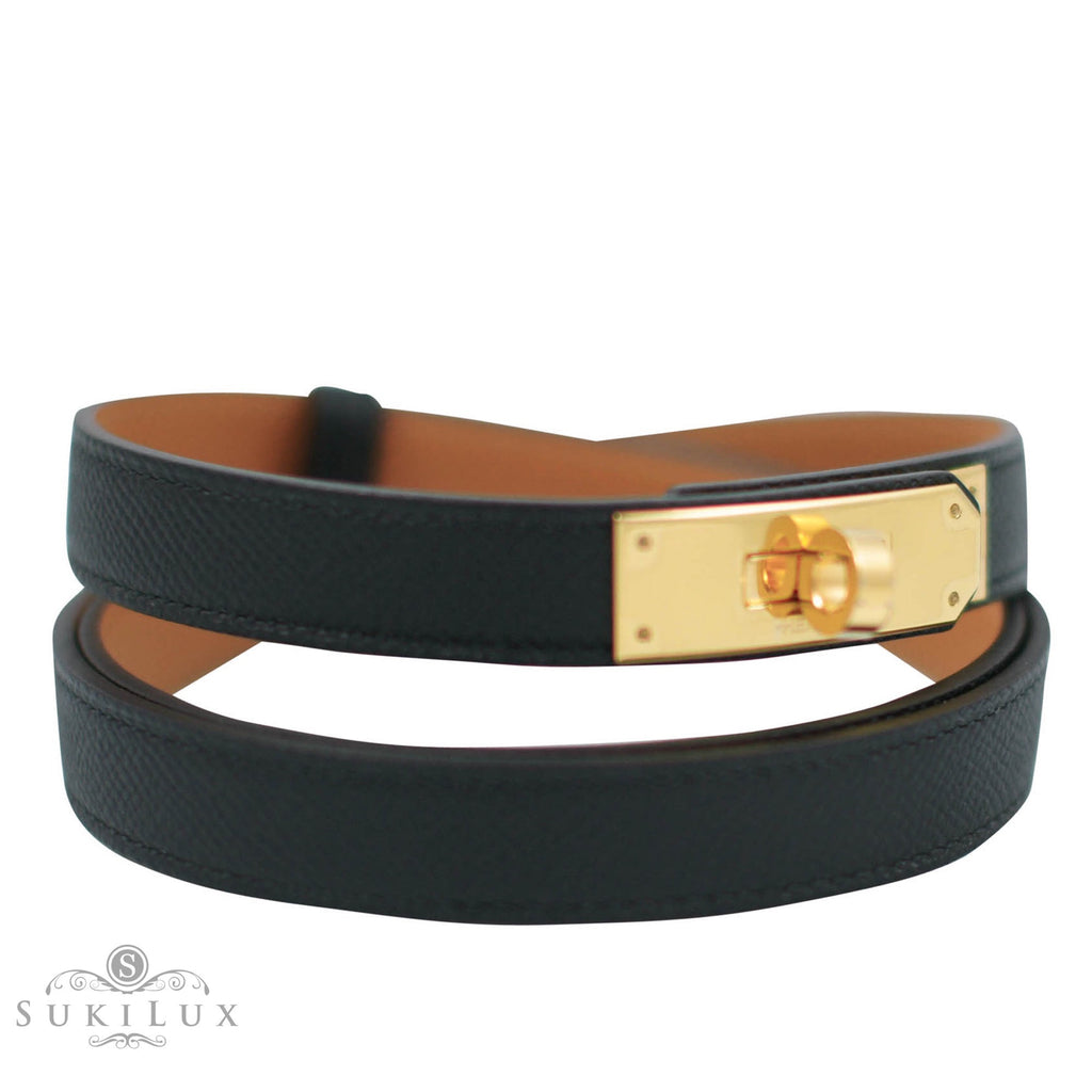 Hermès Kelly Women's Belt Noir 89 Epsom Leather Gold Hardware – SukiLux