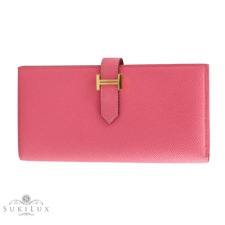 Hermès Bearn Wallet Rose Azalee Pink 8W Epsom Gold Hardware