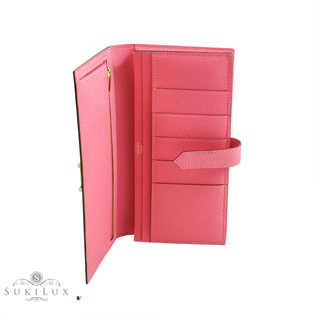 Hermès Bearn Wallet Rose Azalee Pink 8W Epsom Gold Hardware