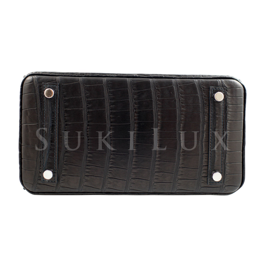 Hermès Birkin 30cm Crocodile Matte Alligator 89 Noir Gold Hardware – SukiLux