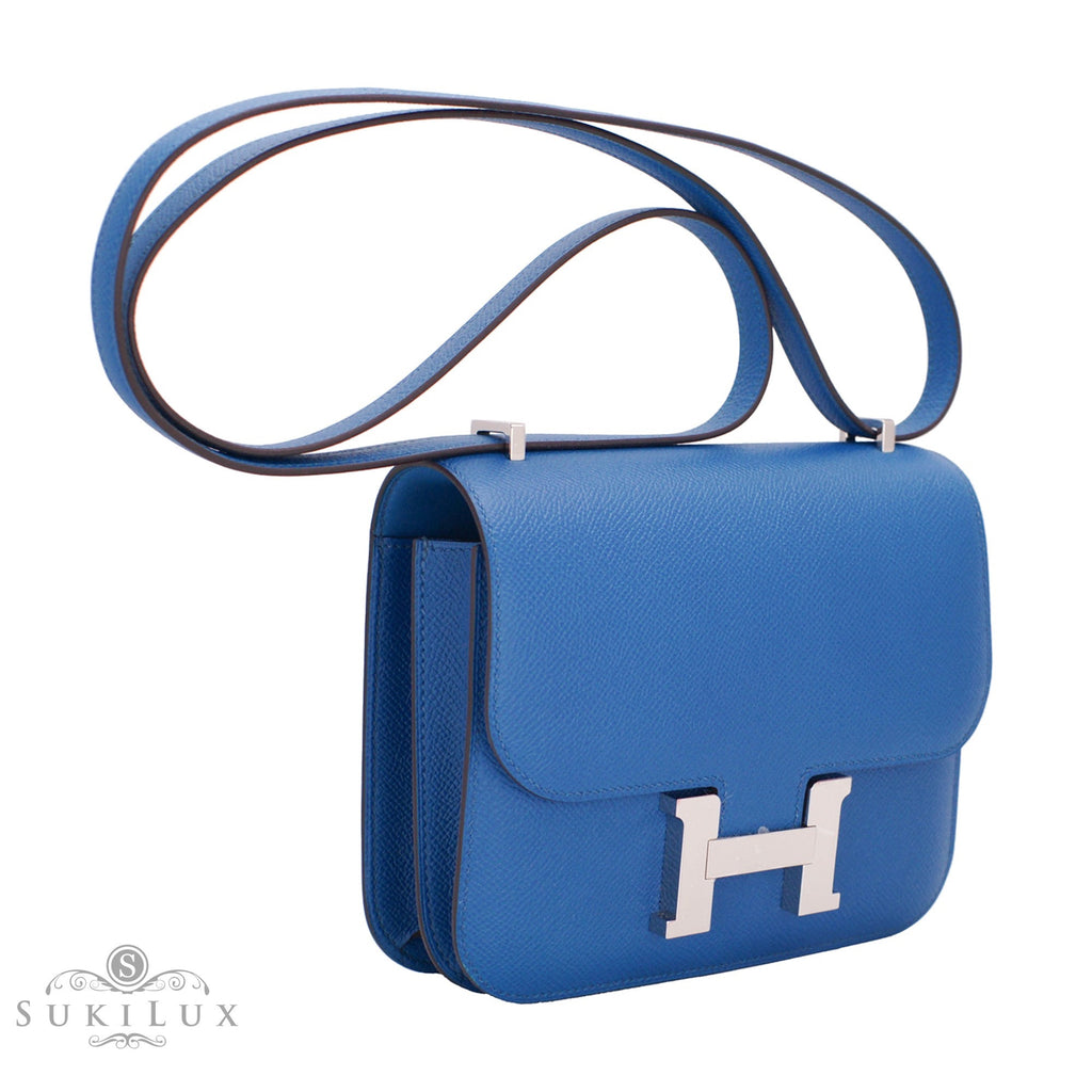 A BLEU PAON EPSOM LEATHER MINI CONSTANCE 18 WITH ENAMEL CLASP