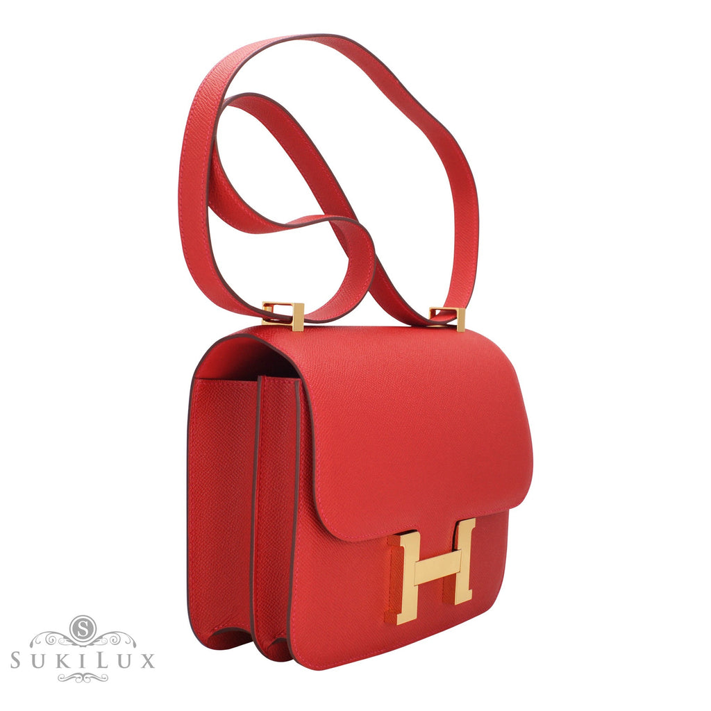 Hermès Constance PM 24cm Veau Epsom Q5 Rouge Casaque Gold Hardware – SukiLux