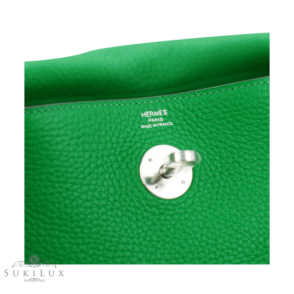 Hermès Lindy 30cm Clemence Bamboo Green Palladium Hardware