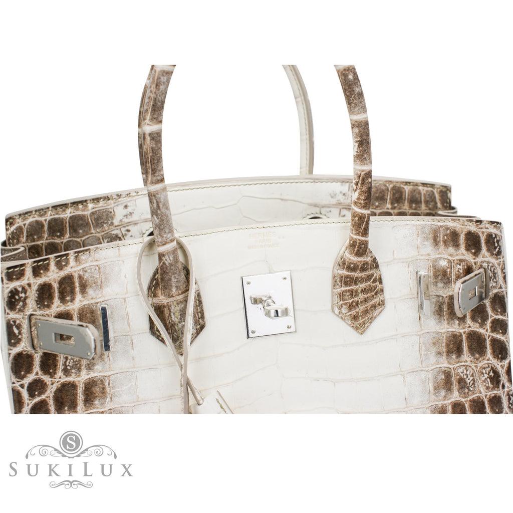 Hermes Birkin Bag 30cm White Matte Niloticus Himalayan Crocodile Palladium  Hardware