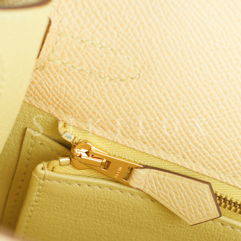 Hermès Kelly 25cm Sellier Veau Epsom 1Z Jaune Poussin Gold Hardware