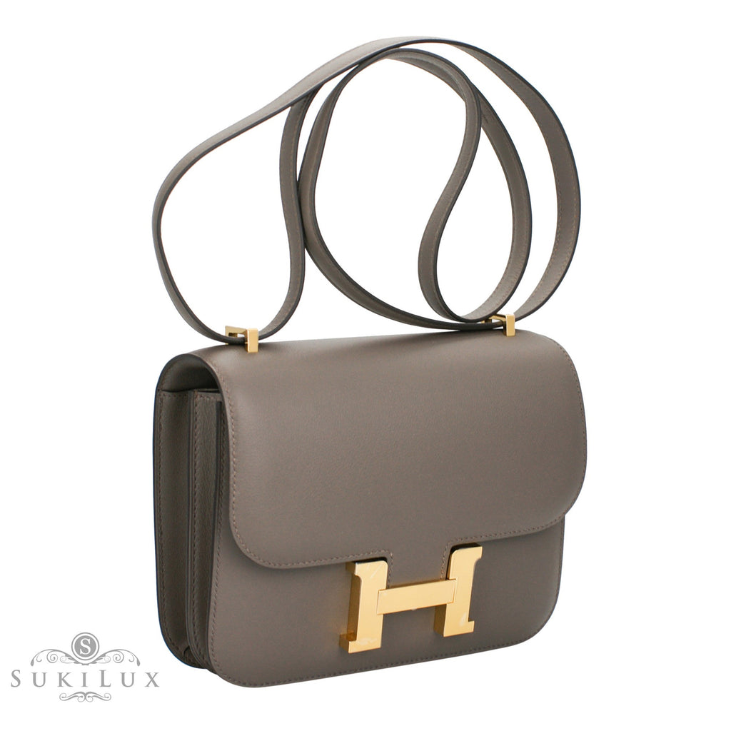 Hermès Constance III Mini 18cm Veau Swift 8F Etain Gold Hardware