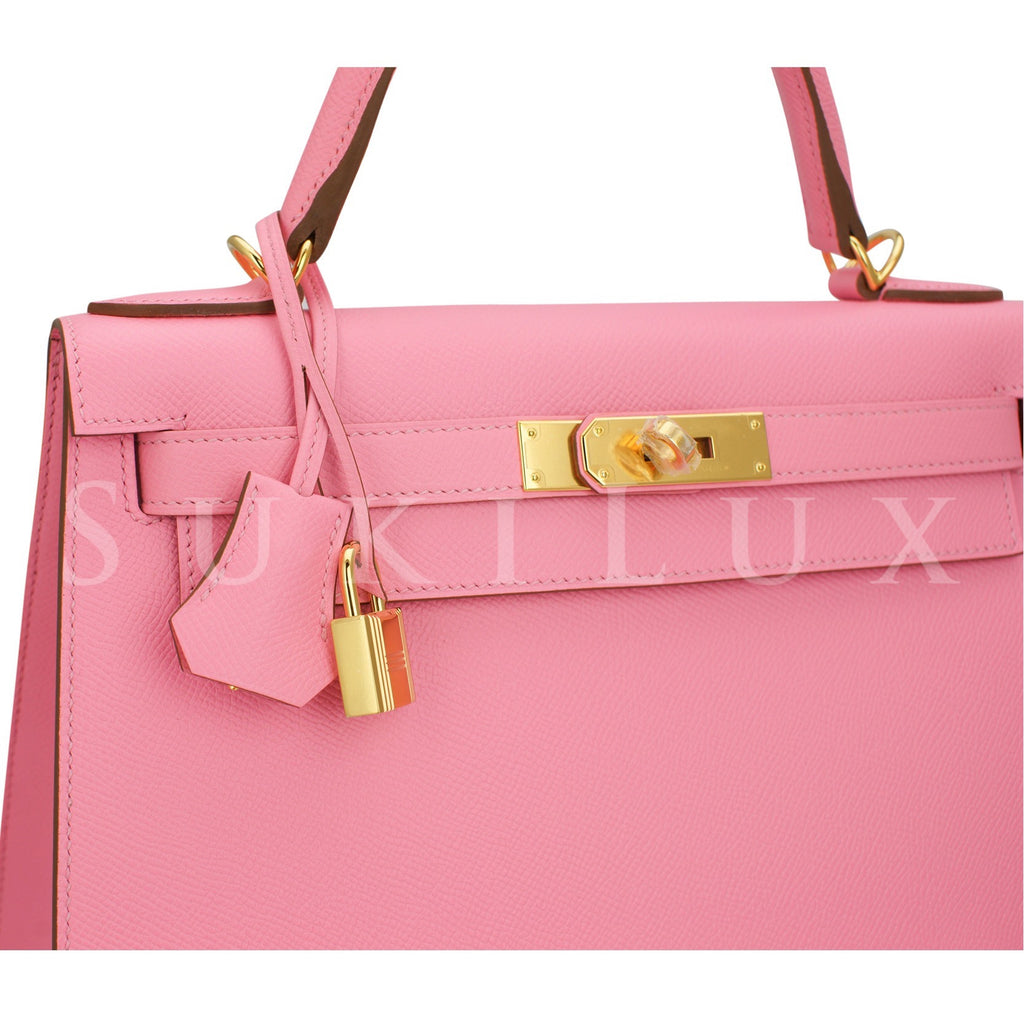 Hermès Kelly 28cm Sellier Veau Epsom Rose Confetti 1Q Gold Hardware