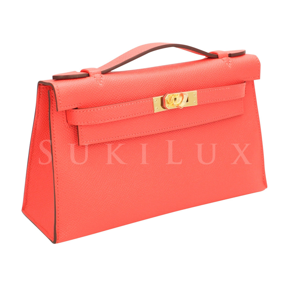 Hermès MiniKelly Pochette Rose Jaipur T5 Epsom Gold Hardware – SukiLux
