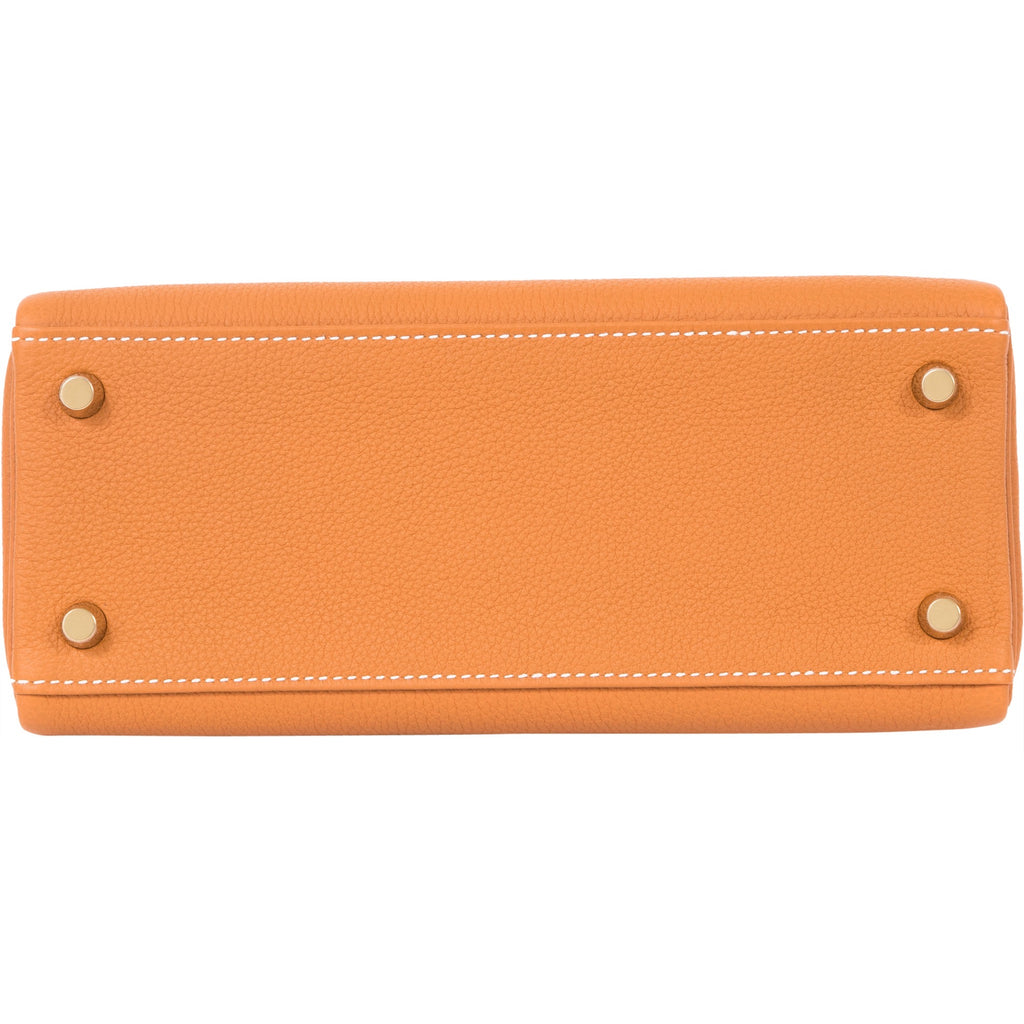 Hermes Orange Togo Leather Palladium Hardware Kelly Retourne 35