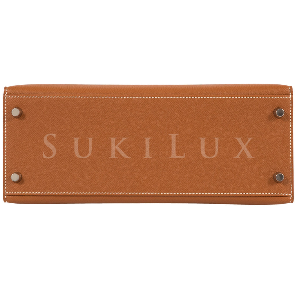 Hermès Kelly 28cm Sellier Veau Epsom Gold 37 Palladium Hardware – SukiLux