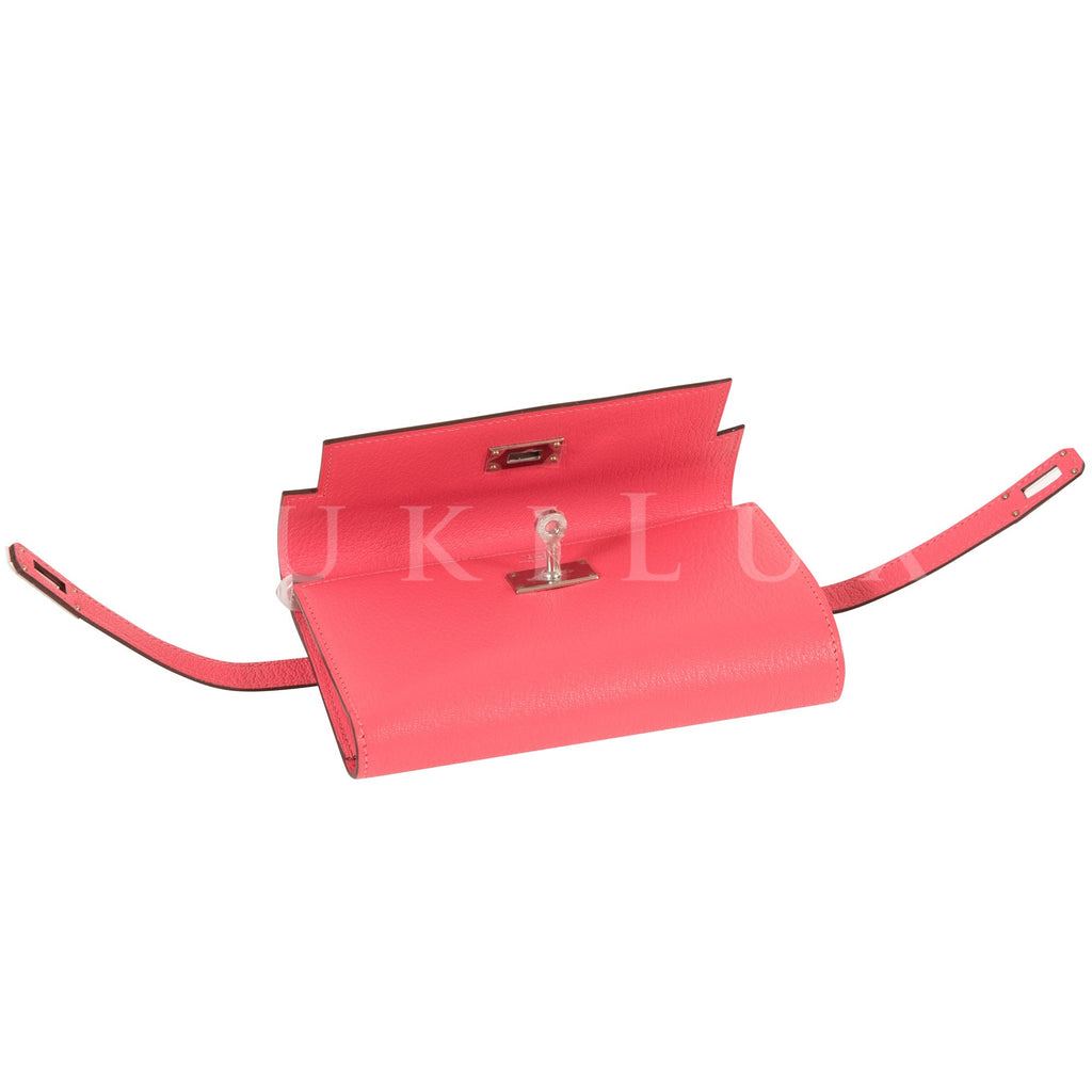 Hermès Kelly Compact Wallet Rose Lipstick Chevre Goatskin Palladium Hardware