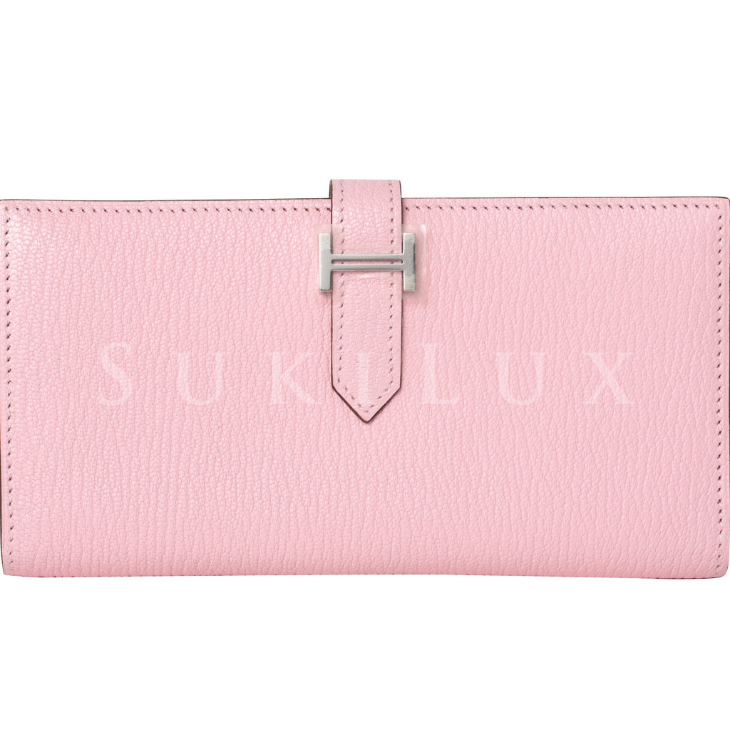 Hermès Bearn Wallet Rose Sakura Pink 3Q Chevre Chèvre Goatskin Palladium Hardware