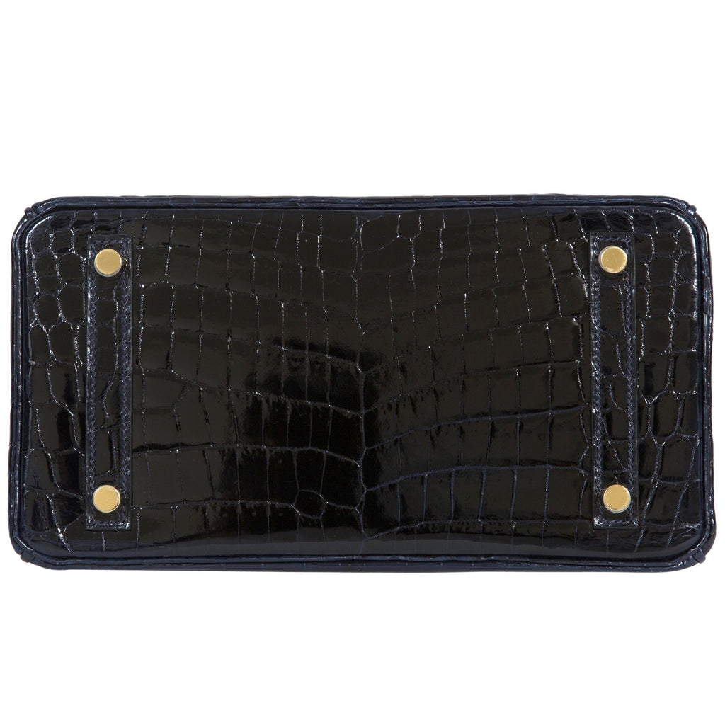 Hermès Birkin 25cm Crocodile Shiny Nilo 78 Marine Gold Hardware