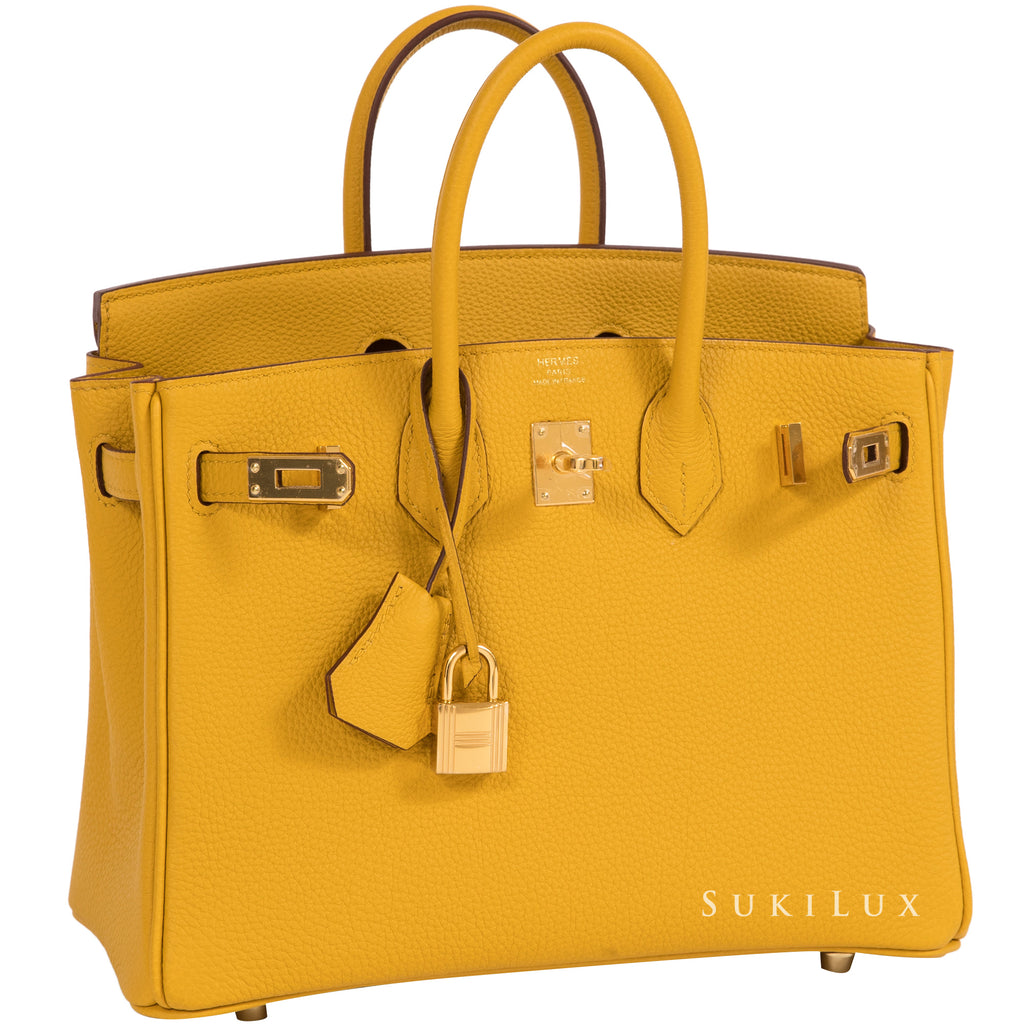 Hermès Birkin 25cm Veau Togo 9D Jaune Ambre Gold Hardware – SukiLux