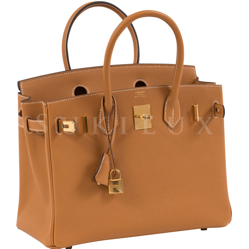 Hermes Brown Epsom Leather Gold Hardware Birkin 30 Bag Hermes