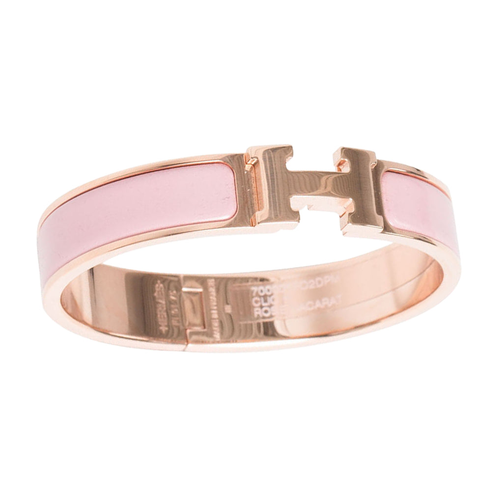 Hermes, Jewelry, 72 Hermes Clic Clac H Palladiumplated Enamel Bracelet In Rose  Dragee Size Pm