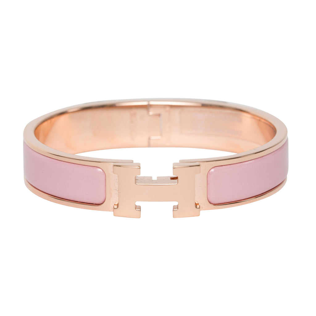 HERMES bracelet rose dragee pink silver arm circumference 18cm width 1cm  ladies