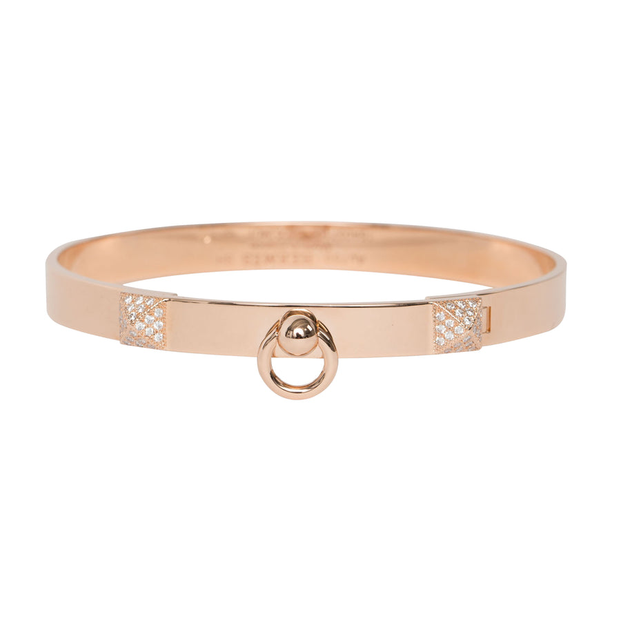 Hermès Collier De Chien Bracelet Rose Gold with 48 Diamonds