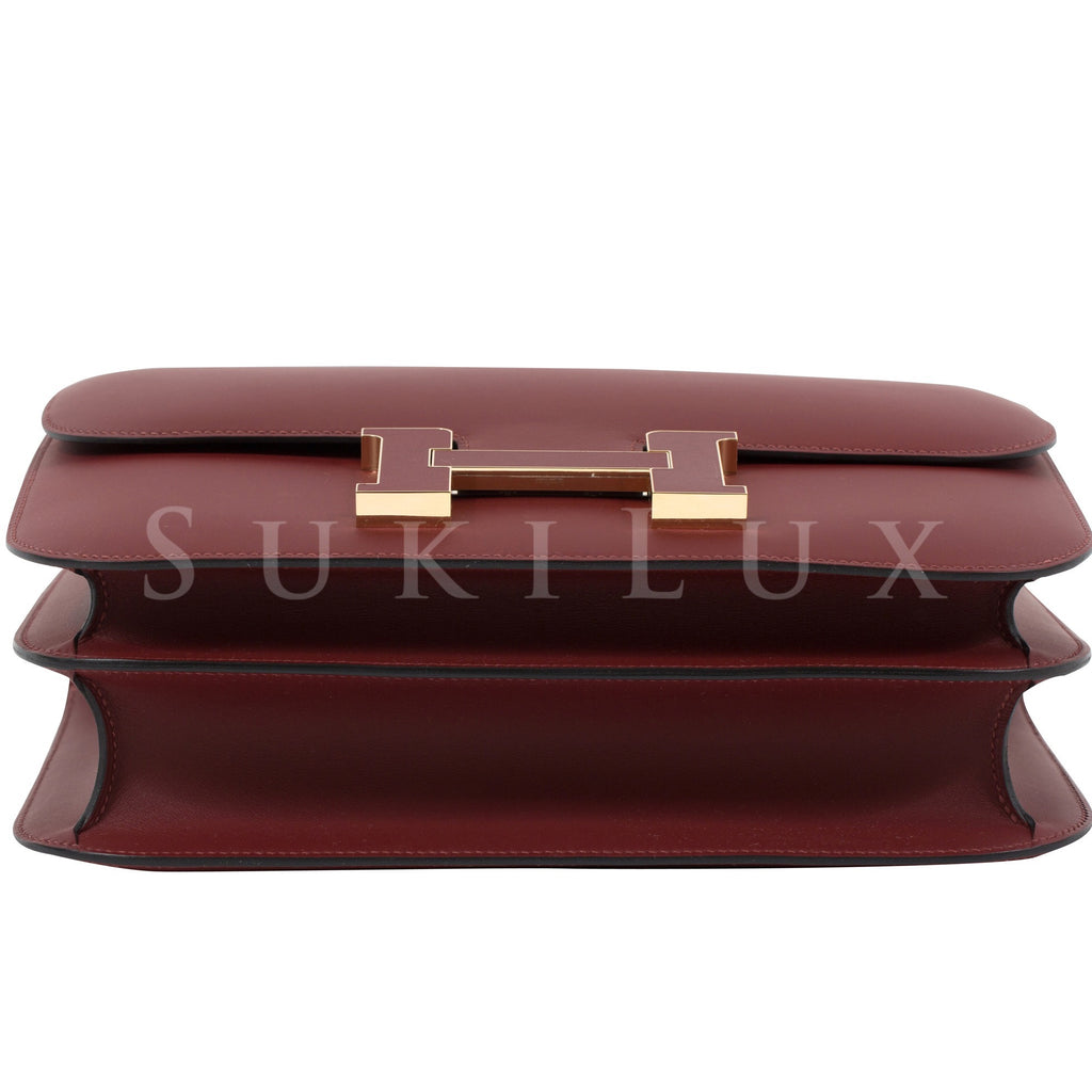 Hermès Constance Cartable Veau Shadow Ombrero H Red Rouge H Box Calf with  Enamel Hardware