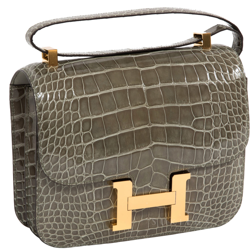 Hermès Constance III 24cm 81 Gris Tourterelle Alligator Missi Lisse Gold Hardware